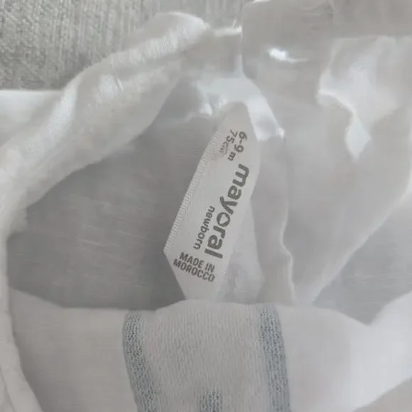 Mayoral 6-9 Month Baby Romper Lagoon Linen Cotton Blend Embroidery Buttons - Picture 6 of 7